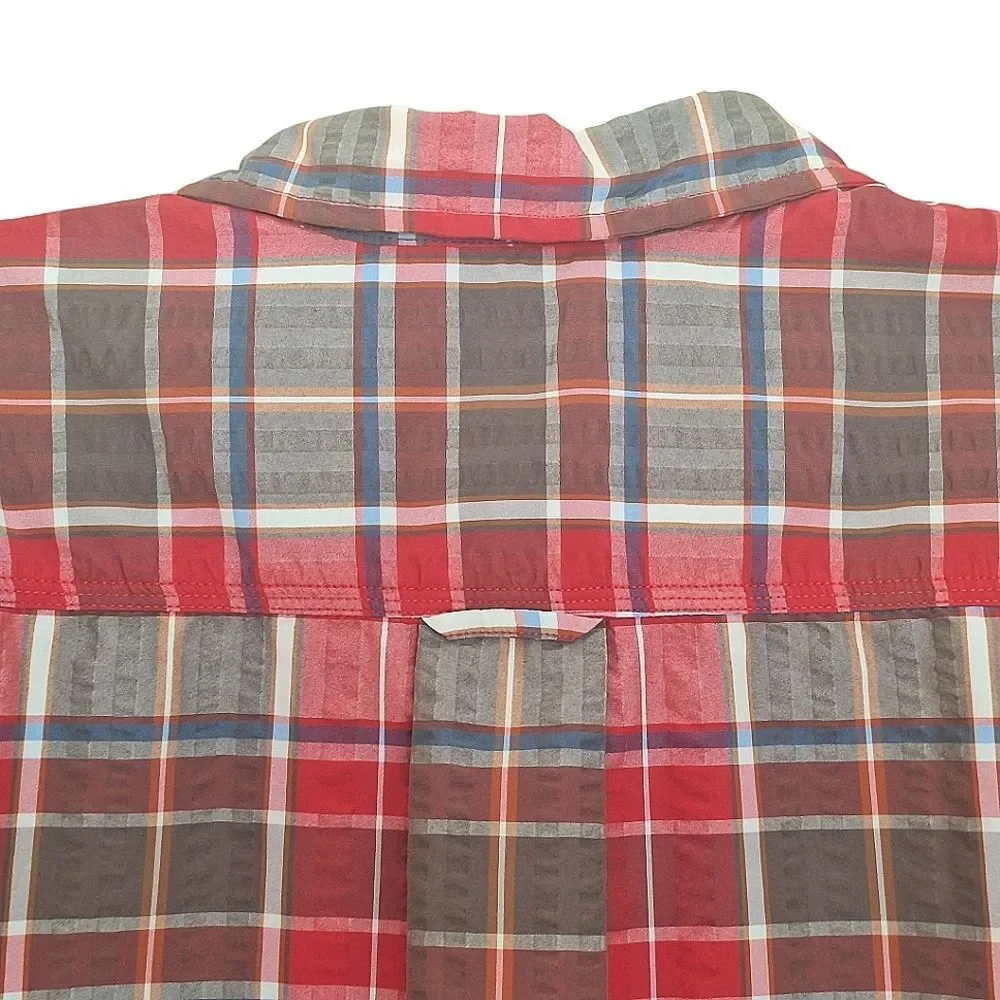 The North Face Seersucker Shirt QuickDry SS Alcoasta Red Plaid Button Up XXL 2XL